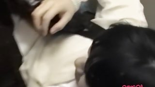 Brunette Asian cumshot sharked in an elevator started crying