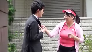 Chubby Japanese mom gets fucked in the missionary pose