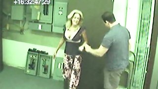 Horny blonde chick caught on hidden camera sucking and fucking