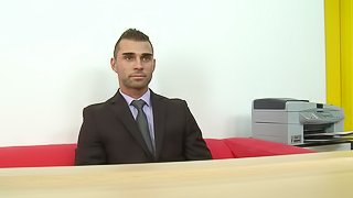 Two Sexy Dudes Enjoy The Kinky Office Cock Sucking